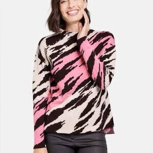 Gerry Weber Pink, Black & Cream Abstract Stripe Knit Sweater